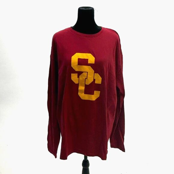 Blue 42 USC Trojans Red Gold Long sleeve logo tee - Picture 1 of 4